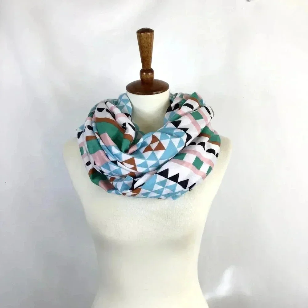 Large Western Scarf Aztec Geometric Printed Village Rectangle Pastels Dupatta
